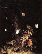 SCHRIECK, Otto Marseus van Reptiles,Butterflies,and Plants at the Base of a Tree Spain oil painting artist